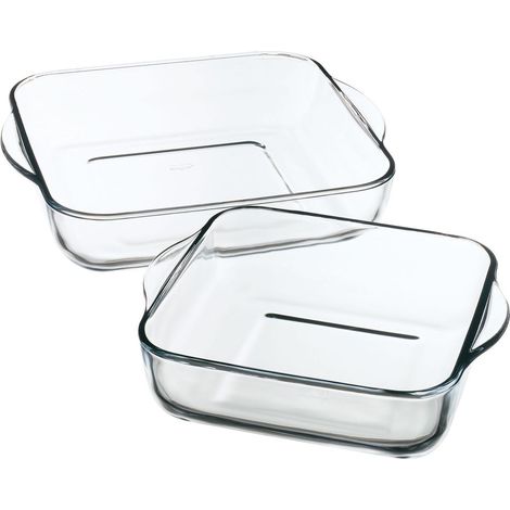 Lot de 2 plats à four carré en verre 22cm et 28cm (1/4)