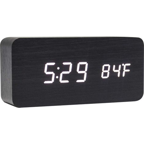 Horloge Numérique en Bois Réveil à LED Multifonctions avec Affichage De L'heure/De La Date/De La Température Et Commande Vocale pour Le Voyage à Domicile (1/3)