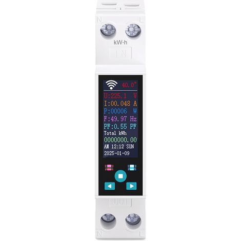WiFi Electric Meter DIN Rail Switch, 1P-N/ 1-50A/ 230VAC WiFi Connector Smart Energy Meter Switch Timer, Alexa Compatible, Energy Consumption Meter
