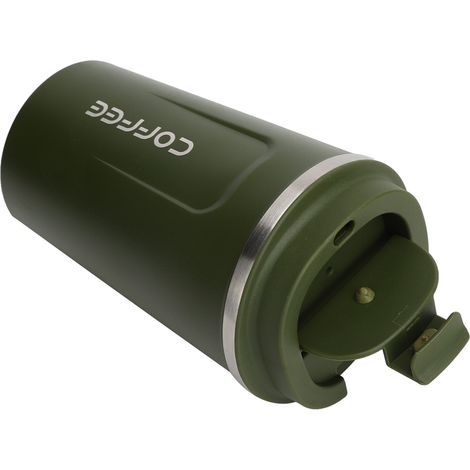 380 ml Vakuumbecher, doppelwandig, auslaufsicher, Edelstahl, tragbarer Auto-Kaffeebecher (Grün) (1/5)