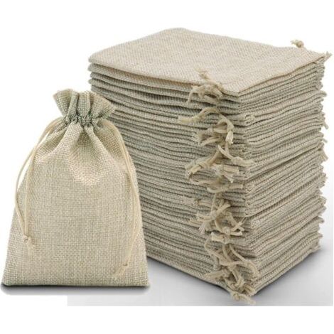 Lot de 30 petits sacs cadeaux en toile de jute avec cordon de serrage, 10 x 15 cm, pour bijoux, artisanat, fête de mariage, Noël (couleur originale) (1/5)