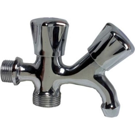 Rubinetto Duplex per lavatrice 1/2" doppio uso cromato