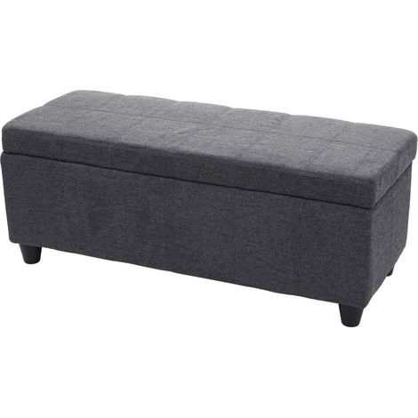 [NEUWERTIG] Aufbewahrungs-Truhe Kriens, Sitzbank Bank, Stoff/Textil, 45x114x45cm MVG-zertifiziert dunkelgrau