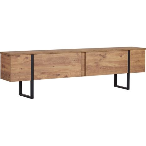 Porta TV in legno "Onera" - 180 x 30 x 50 cm - Pino Atlantico / Nero