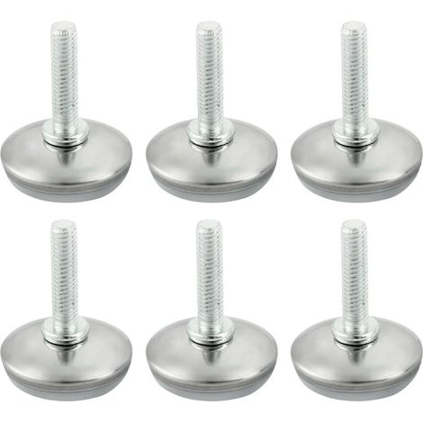 Lot de 6 patins de nivellement réglables pour pieds de meubles, pieds de table et de chaise, protections de sol réglables M6 x 25 mm (1/5)