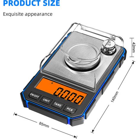Balance électronique de précision 0,001 g 50 g, bijoux, portable, affichage LCD, laboratoire, poids milligramme (1/4)