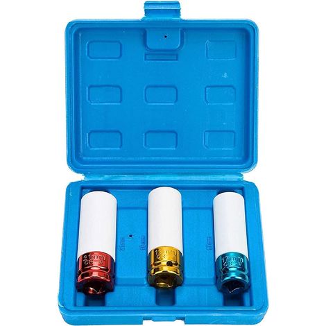 Power Socket 3pcs Jeu de douilles à chocs 1/2"Metric Extra Thin Wall Deep Wheel Protector (1/5)