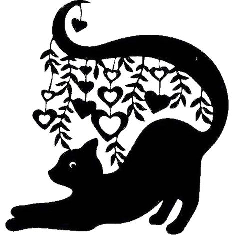 Hochwertige Wandkunst mit schwarzer Katze und Mond, Wandbehang aus der Metal Cat-Serie. Kreativer Wandanhänger aus Schmiedeeisen