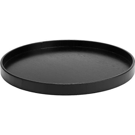 Rundes, schwarzes, rutschfestes Holztablett für Teeservice, Präsentationstisch, Heimgebrauch, Geschäft, Büro und Bar (Schwarz 30 cm) (1/5)