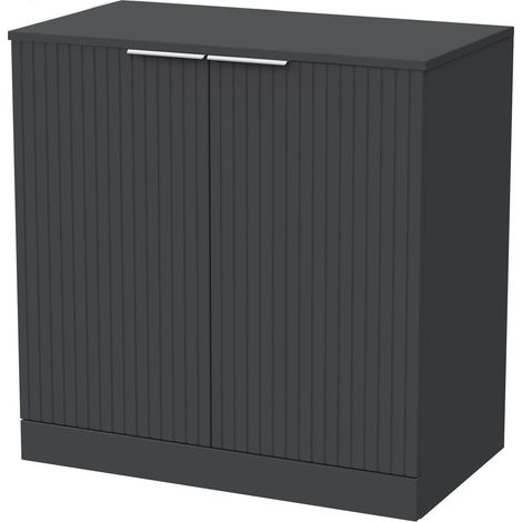 Callingwood Contemporary Floor Standing 2 Door Vanity Unit with Laminate Worktop , 800mm, Dark Grey (1/4)