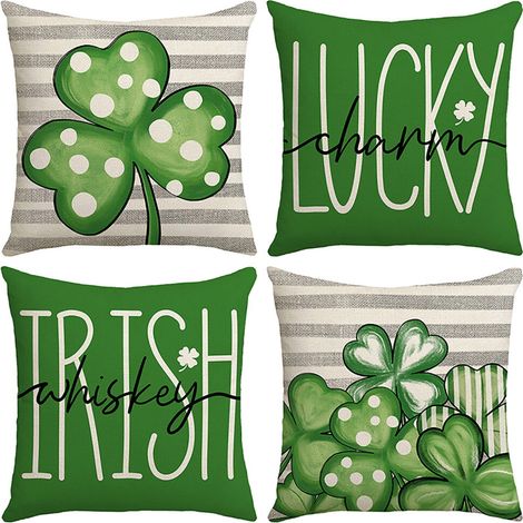 Funda de almohada con estampado irlandés – Decoración para el Día de San Patricio, funda de cojín suave para sala de estar, dormitorio y sofá – Compatible con rellenos de almohada de tamaño estándar