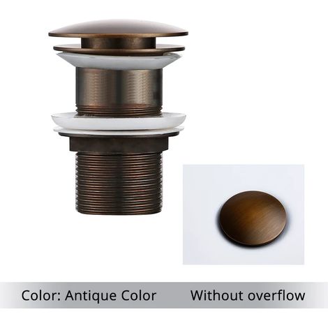 (Antique Color-2) Bathroom Bath Pop Up Drain Stopper Rose Gold Polished Anti-Corrosion Durable With OverFlow Hole Basin Sewer Plug (1/4)