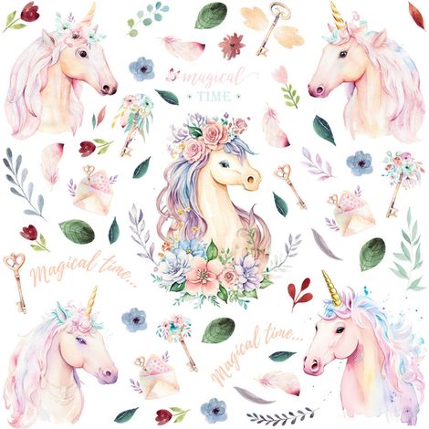Sticker - Licorne aquarelle - 30x30 cm