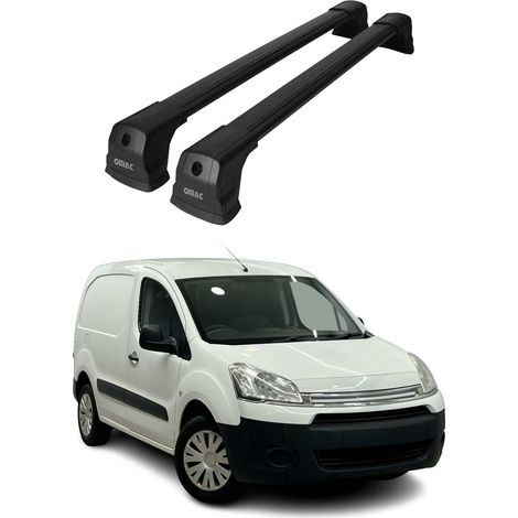OMAC Dachträger Querträger kompatibel mit Citroen Berlingo 2008-2018 – 2 Stangen – Abschließbar – Aluminium Schwarz