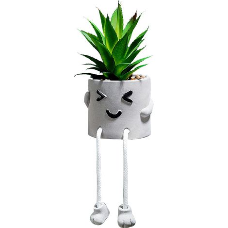 Succulent Artificiel - Pot En Ciment - Décoration Étagère Cuisine Salle De Bain Bureau - Lot De 3 (1/5)