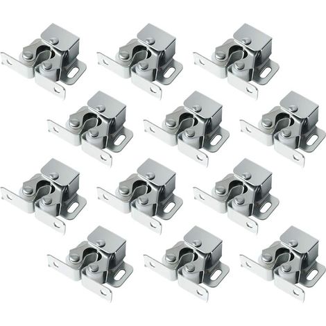 Sollbry 12er-Pack Doppelrollenschnäpper mit Lanze, robuster Rollenschnäpper für Schranktüren und Schränke (Silber) (1/4)