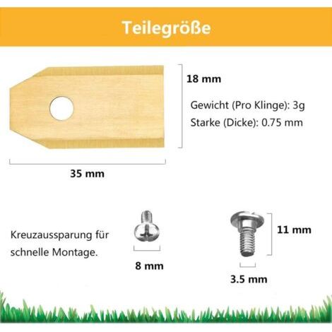NALOOKAMIC Lot de 30 lames de tondeuse en titane pour tondeuse à gazon Husqvarna Automower Gardena avec alliage de titane et carbure - Lame de tondeuse à gazon en titane avec 30 vis