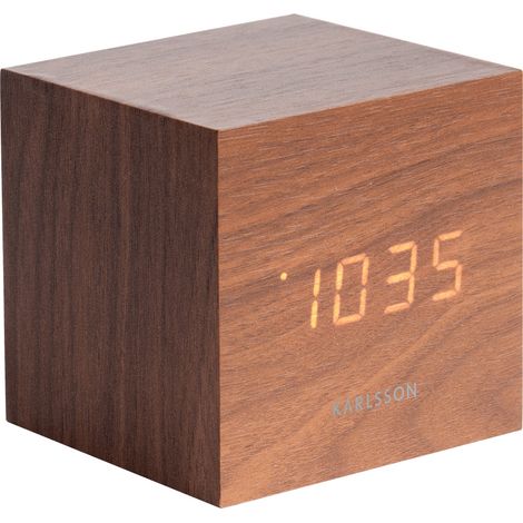 Réveil en bois carré Cube Bois foncé (1/4)