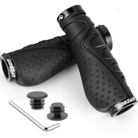 LYCAON Bike Lenker Griffe Fahrrad Gummi mit Aluminium Lock Schwarz (1/5)