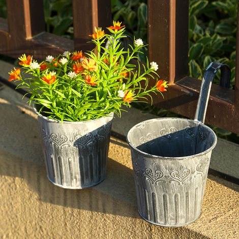 4 Pcs Pot de Fleur Suspendu en Metal - Pot de Fleur avec Crochet Style Vintage (1/5)
