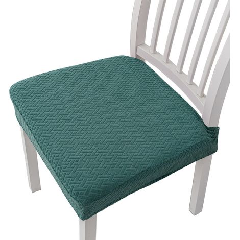 Dunkelgrüner, T-förmiger, langer Stuhlkissenbezug aus Jacquard-Karo, so