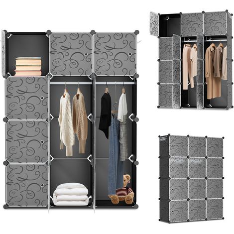 SWANEW Sistema di scaffali per armadio guardaroba con porta per vestiti scarpe giocattoli accessori - 12 cubi (1/5)