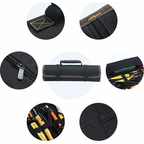 Portable 22 Poches Trousse à Outils Vide, Sacoches Porte-Outils, Organiseur à Outil, Sac/Etui/Pochette Toolkit Enroulable en Tissu Oxford 600D (sans outils) (1/4)