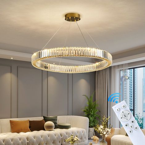 Plafonnier cristal nordique luxe – Télécommande, éclairage LED à 3 couleurs, pour salle à manger et intérieur moderne