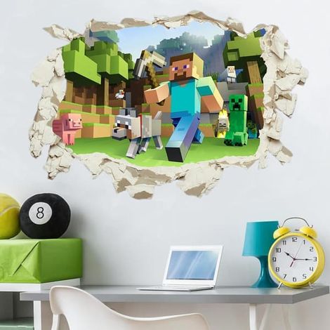 LYERCW - Sticker mural Minecraft, décoration murale pour chambre d'enfant, poster mural, papier peint, cadeau