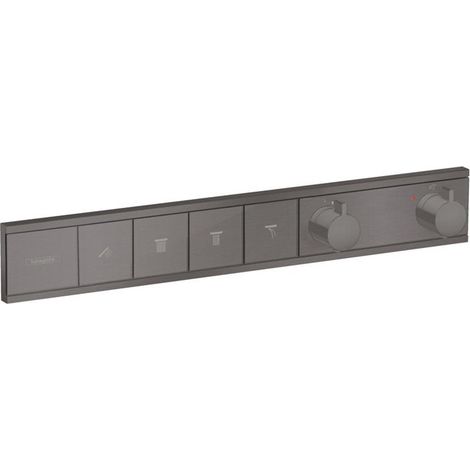 Module thermostatique RainSelect encastréavec 4 fonctions noir chromé brossé