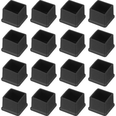 26 Embouts de pieds de chaise, Carrés 19mm, PVC Noir, Patins antidérapants pour meubles, Protection sol intérieur extérieur (1/5)