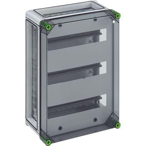 Spelsberg Automatengehäuse, transparent, Schutzart IP65, 42 TE, Schlagfestigkeit IK08, Schutzklasse II, Bemessungsisolationsspannung 400V AC, halogenfrei, 01534201