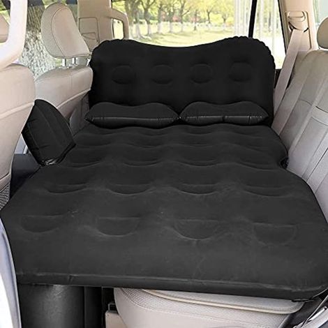 Aufblasbare Auto-Luftmatratze – Dicke Camping-Schlafmatte mit Auto-Luftpumpe und 2 Kissen für Auto, Zelt, SUV, Limousine, Pickup, Rücksitz – Schwarz (1/5)