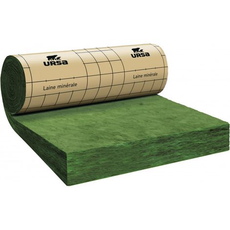 Ursa – Rouleau laine de verre 300mm – Isolation thermique combles perdus – R 7.5 – 3,12m² – Revêtu kraft pour pose facile (1/5)