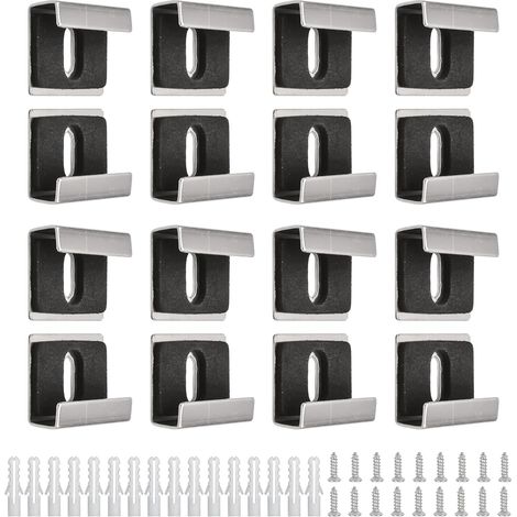 Lot de 16 supports de miroir, kit de fixation murale en acier inoxydable, supports de miroir muraux en verre pour miroir de 6 à 8 mm d'épaisseur sans cadre UF-HA1509-G-UK (1/5)