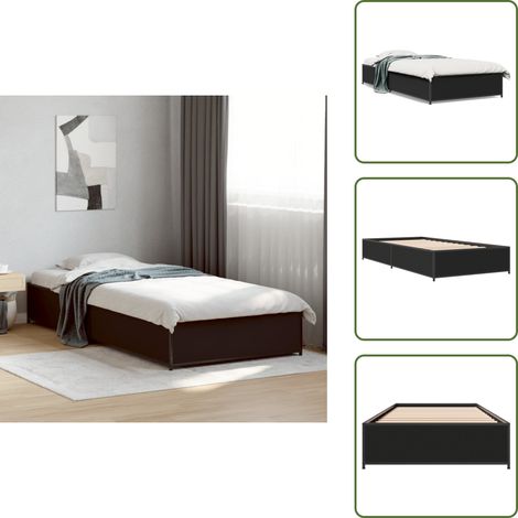 The Living Store Cadre de lit sans matelas noir 90x200 cm - Cadre De Lit - Lit Double - Lit Noir - Meuble Chambre - Literie (1/5)