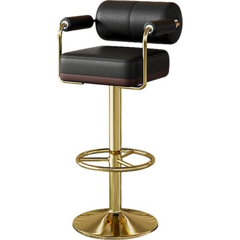 Barhocker Set mit Lehne & Armlehne, höhenverstellbar, 360° drehbar, gepolstert, schwarz (1/5)