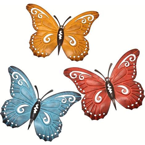 Pièces de Papillon en Métal Art Mural en Métal Décor de Coccinelles de Jardin pour Intérieur Extérieur de Mur de Jardin Décoration Sculptures Suspendues 3 Couleurs (1/5)