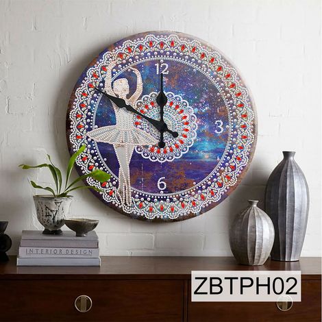 Tableau Mural En Fer - Horloge Intégrée - Décoration Rond - DIY Peinture À Strass - 30x30 cm - 1 Pièce (1/5)