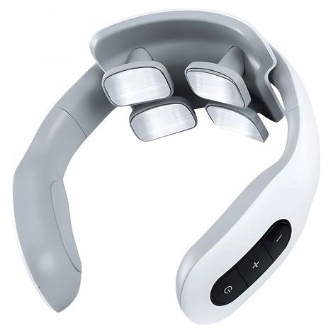 Cuscino massaggiante, massaggiatore per il collo, massaggiatore, massaggiatore per collo e spalle a quattro testine, 20 livelli di intensità, 6 modalità, funzione riscaldante, telecomando, bianco (1/5)