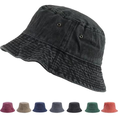 Unisex Sun Protection UV Protection Bucket Hat Cotton Denim Vintage Look Washed (1/5)