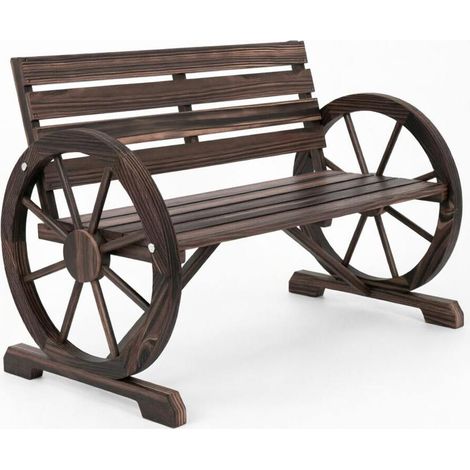 Panca da giardino vintage in legno di abete con braccioli a ruota 105,5 x 59 x 75 cm MODENUIT (1/5)