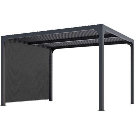 Pérgola bioclimática de aluminio 360x300 con toldo lateral gris (1/5)