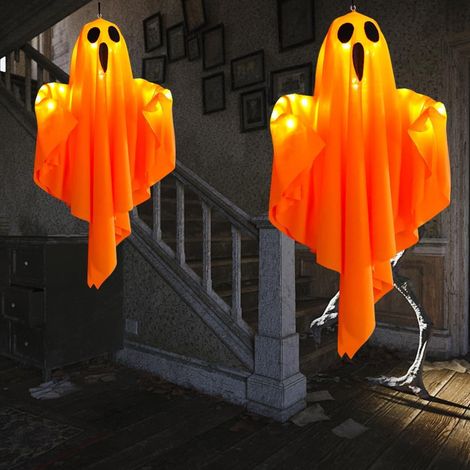 Set mit 2 DIY-Halloween-Lichterdekorationen: 20 Zoll lange, batteriebetriebene LED-Hängelichterkette aus Kunststoff, geeignet für den Innenbereich (Veranda, Baum, Fenster) und andere Partydekorationen (1/5)
