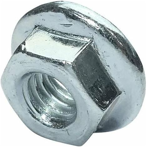 C49643 - Packung mit 100 M6-Flansch-/Sechskantmuttern mit Verzahnung, 13 mm Außendurchmesser - Kohlenstoffstahl, Härte 8 - selbstsichernde Sicherheitsmutter - DIN 6923 (1/2)