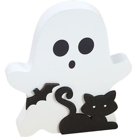 Fantôme Blanc Décoration Halloween - Plateau Superposé pour Bureau - Ornement Intérieur Petit - Lot de 1 (1/5)