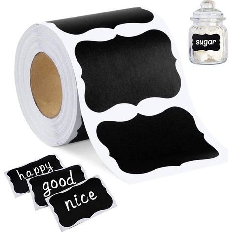 Kit de 150 étiquettes réutilisables adhésives pour cuisine, avec marqueurs à craie liquide, étiquettes ardoise amovibles pour décorer votre garde-manger et rangement. (1/5)