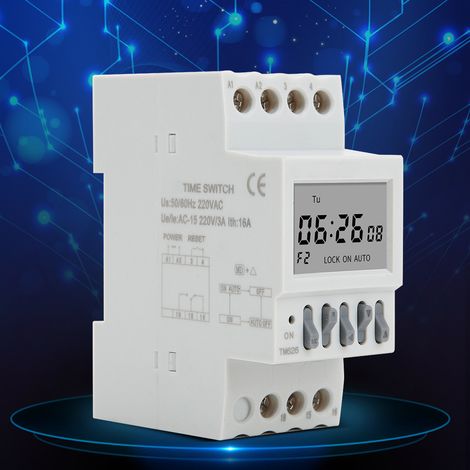 Minuterie TM626, interrupteur de puissance, minuterie intelligente, relais de contrôle de temps, montage sur rail DIN, 220 V CA (1/5)