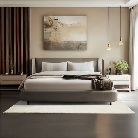 Tapis à poils ras doux hypoallergénique antidérapant 140x200cm Crème