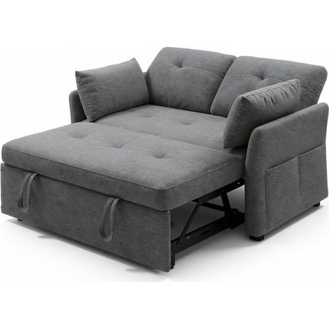 Canapé-lit pliant convertible 3 en 1 - tissus naturels - 2 place - wumagin - réglable 5 positions - 110x71x85cm - avec rangement-gris (1/5)